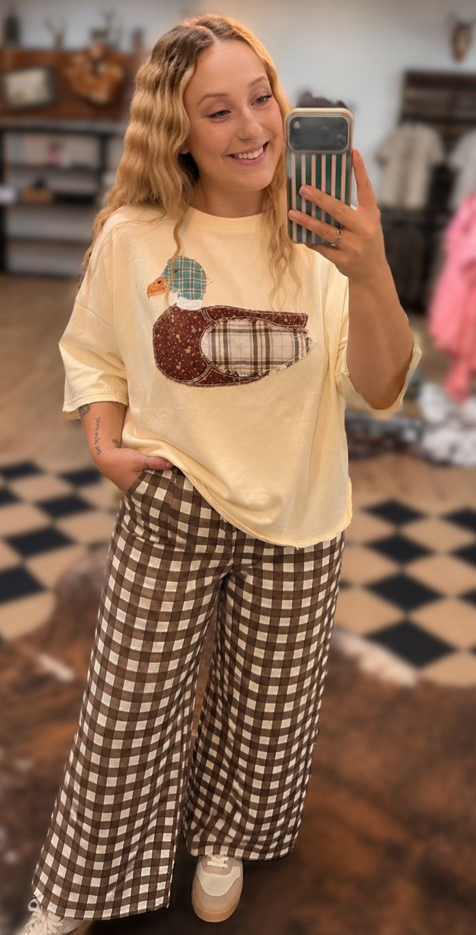 Brown Gingham Denim