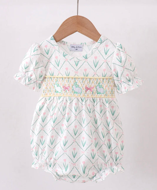 Bunny Bow Smocked Bubble