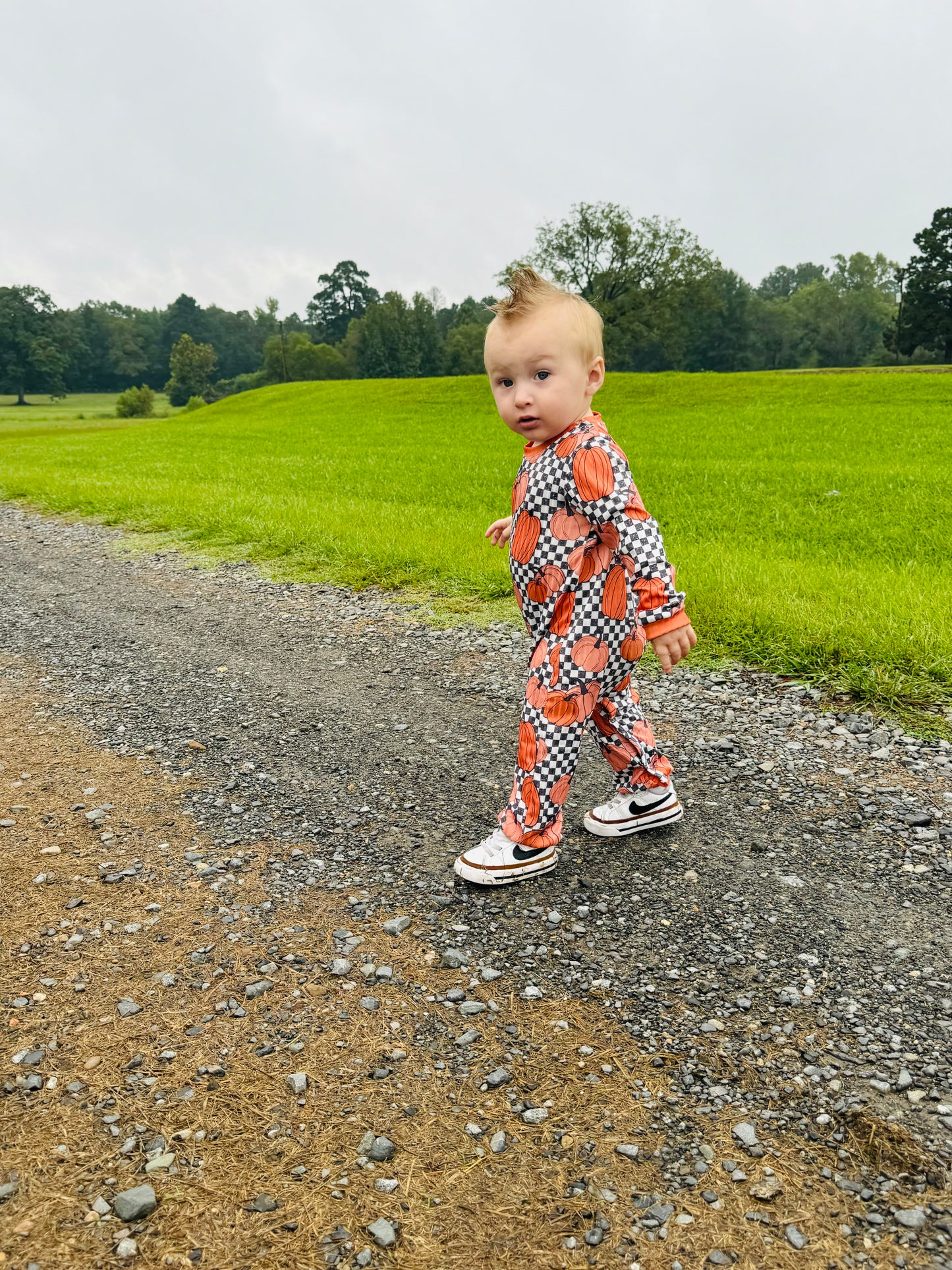 Checkered Pumpkin Jumpsuit