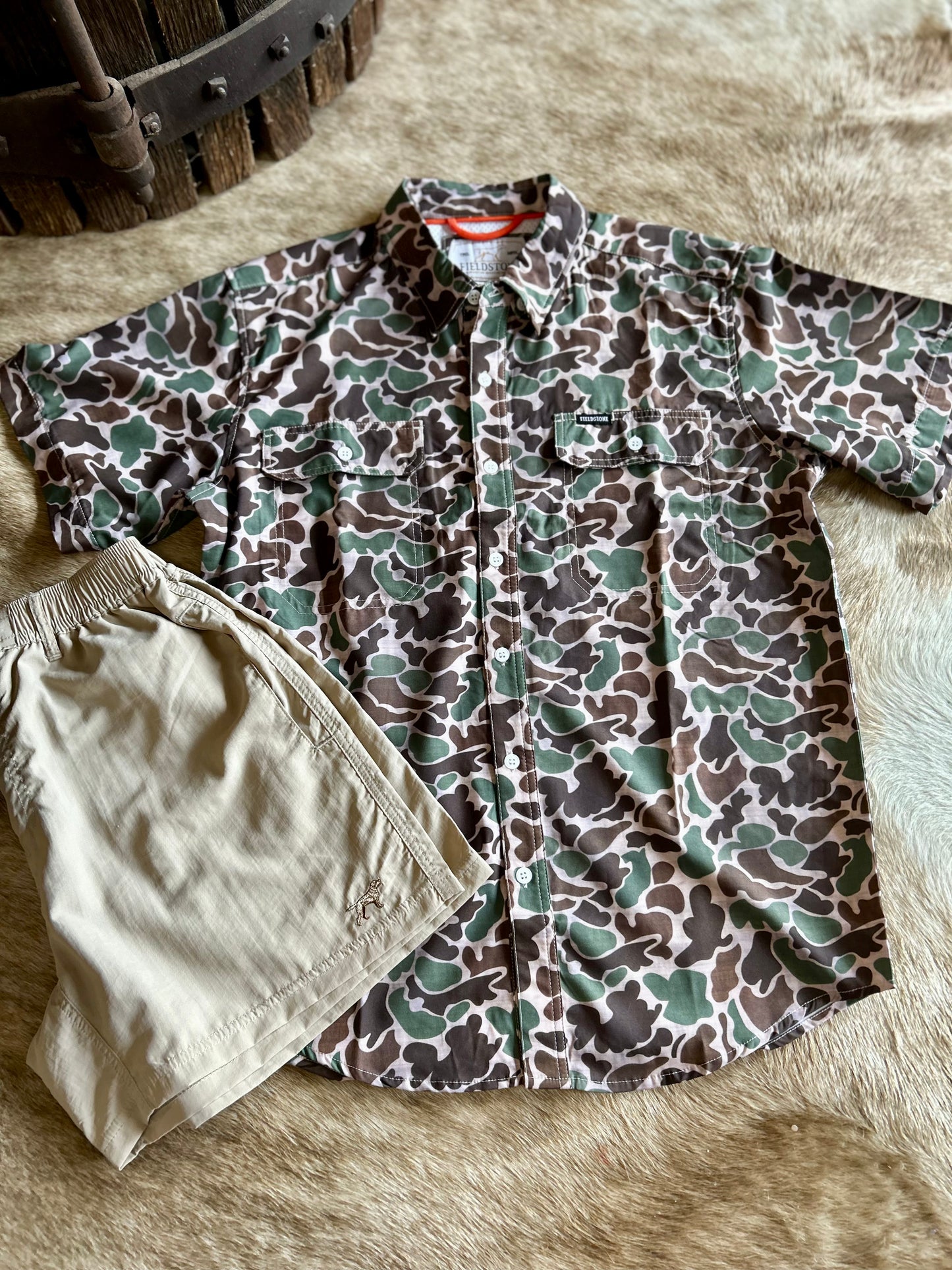 Men| Waterfowl Brown/ Green Camo Button Up