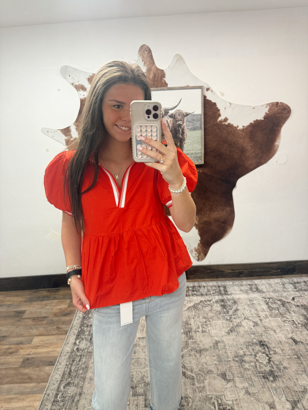 Red Collard Blouse
