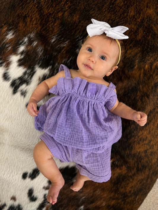Purple Linen Short Set
