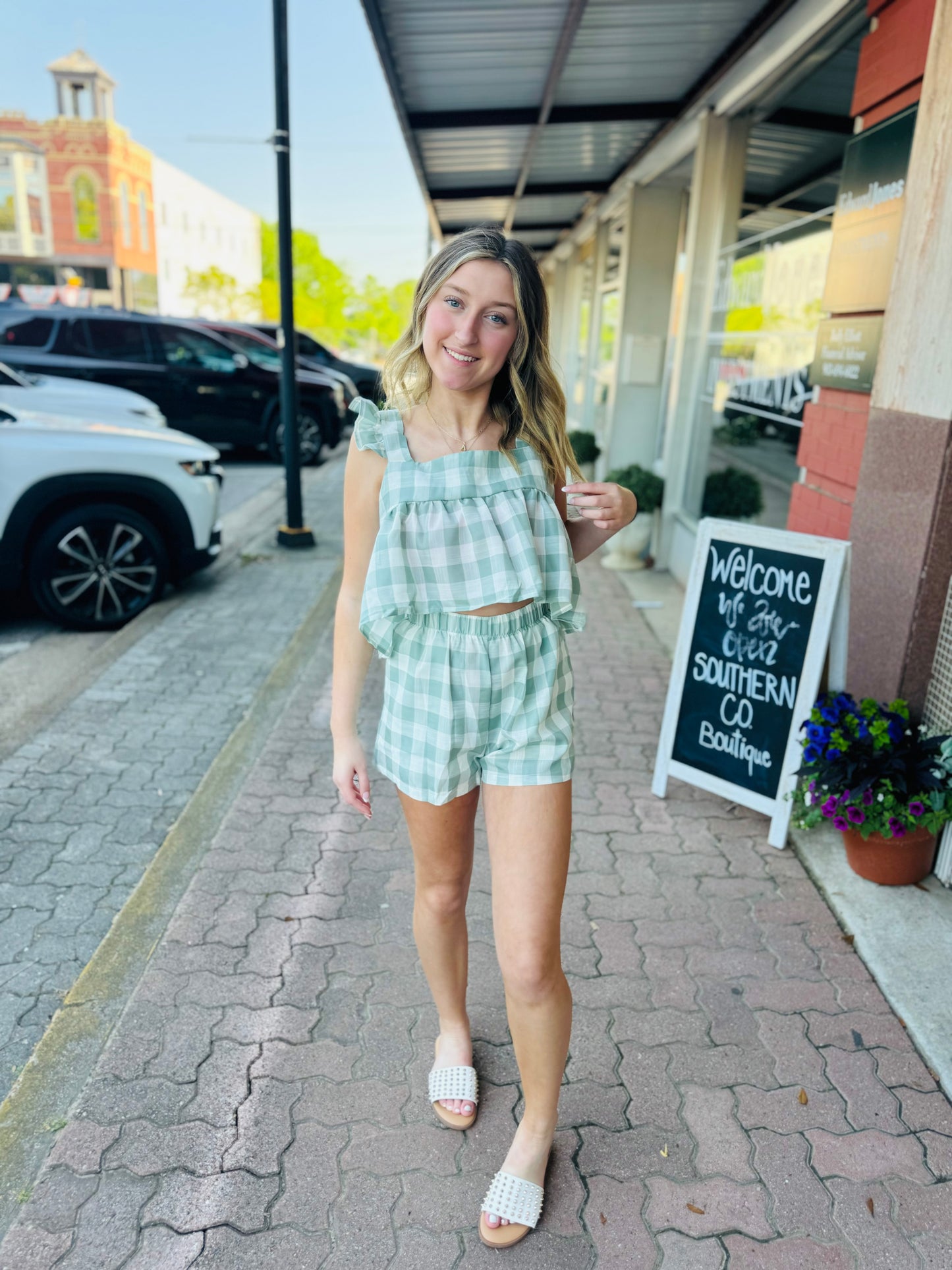 Ruffle Plaid Set