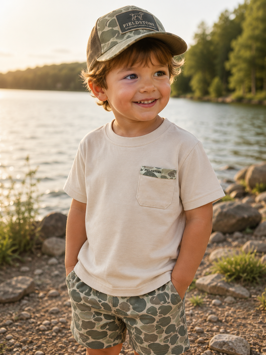Boys | Solid Tee w/ Marsh Camo Pocket