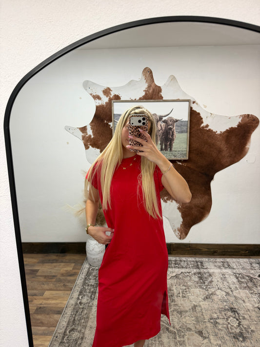 Red Maxi T-Shirt Dress