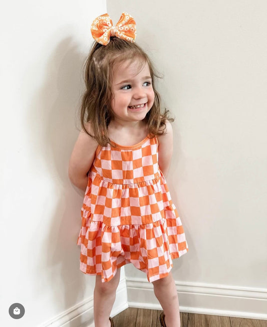 Orange & Pink Checkered Dress