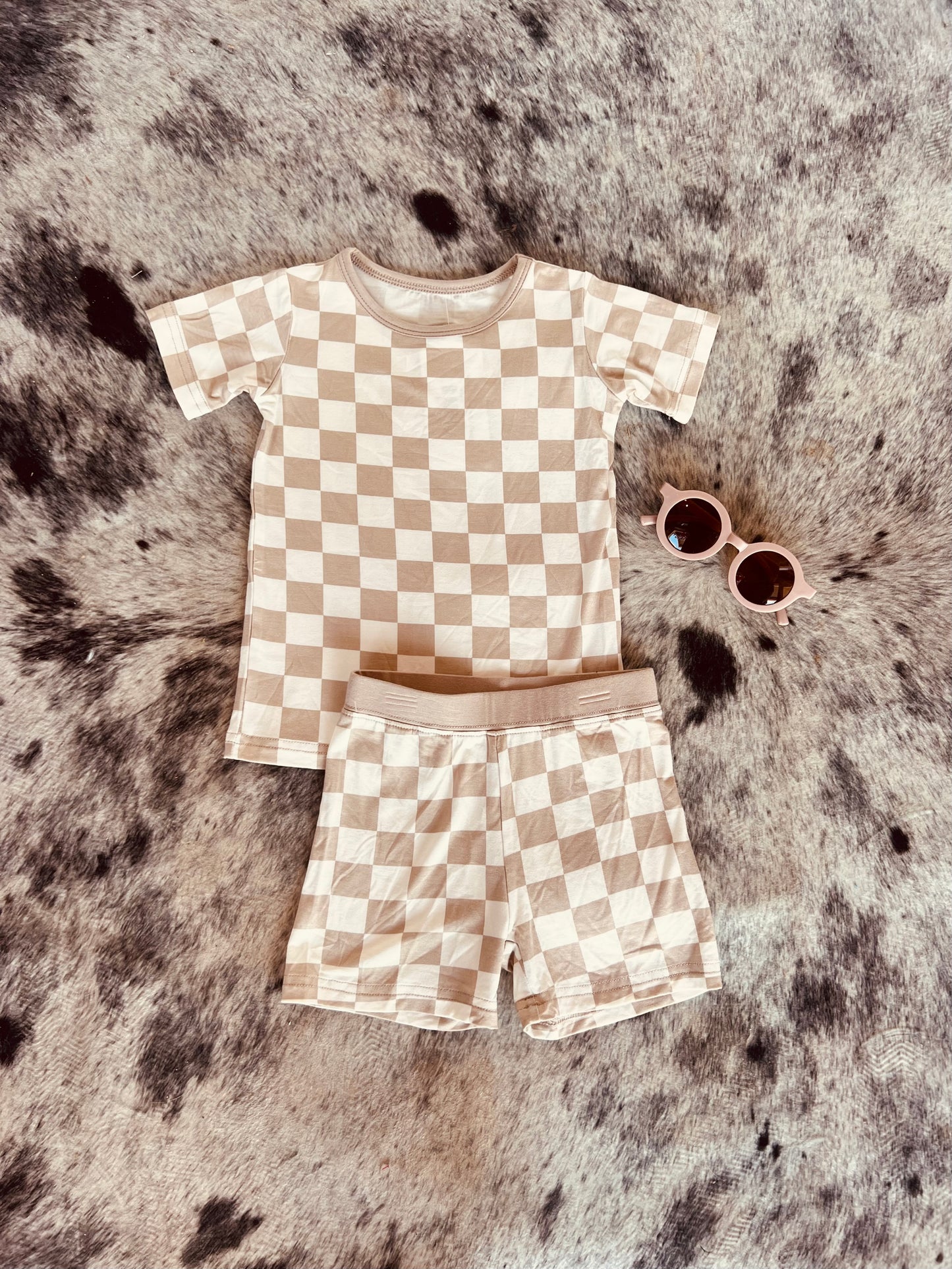 Tan Checkered 2 Piece