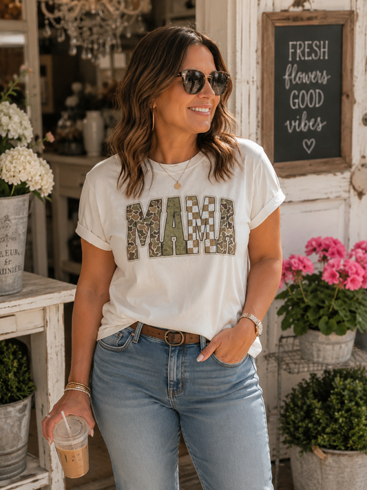 Camo Checker Mama Tee