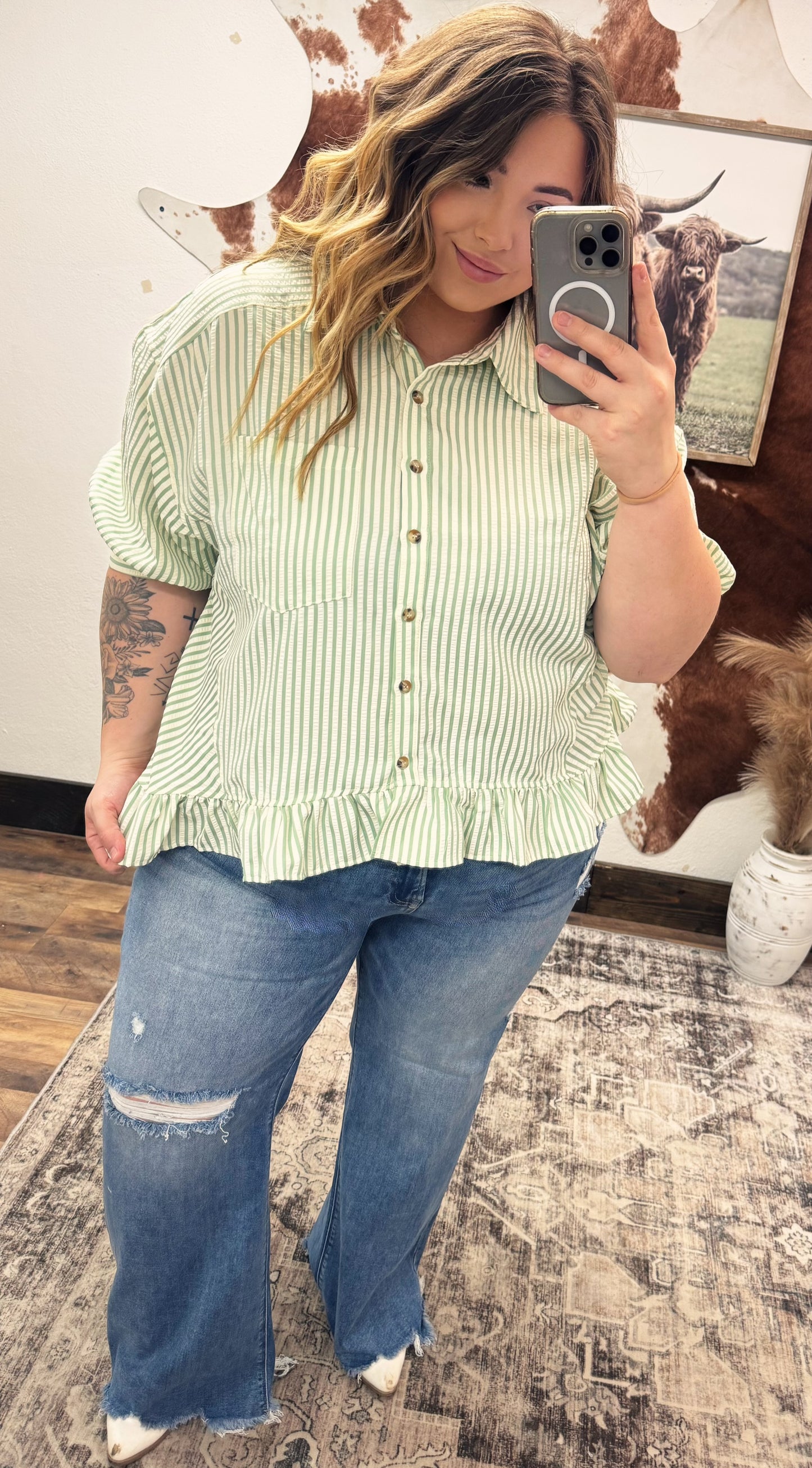 Curvy Tinsley Stripe Top