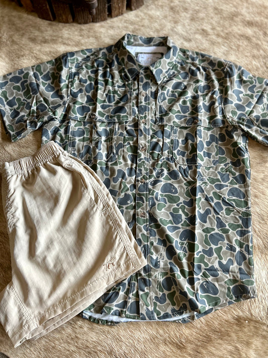 Men| WATERFOWL Tan Camo Button Up