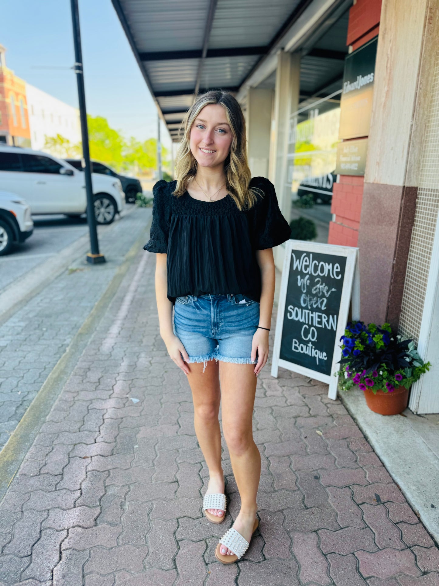 Black Puff Sleeve Top