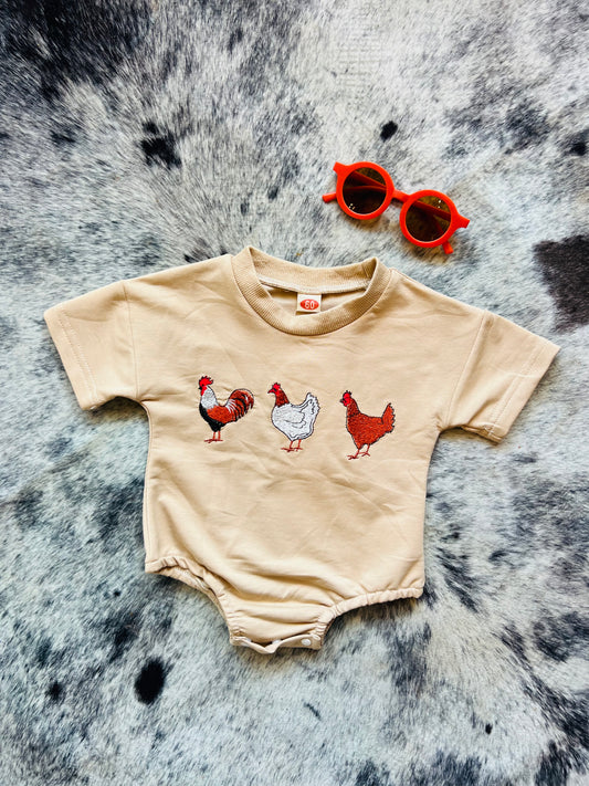 Embroidered Chicken Bubble Romper