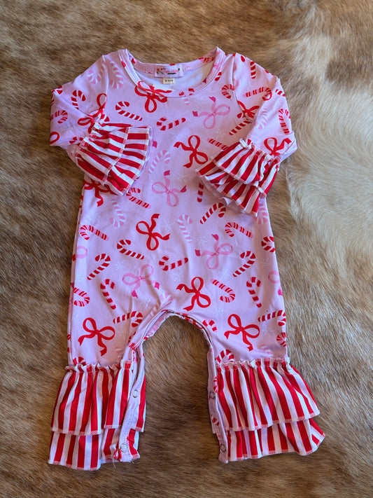 Pink Candy Cane Romper