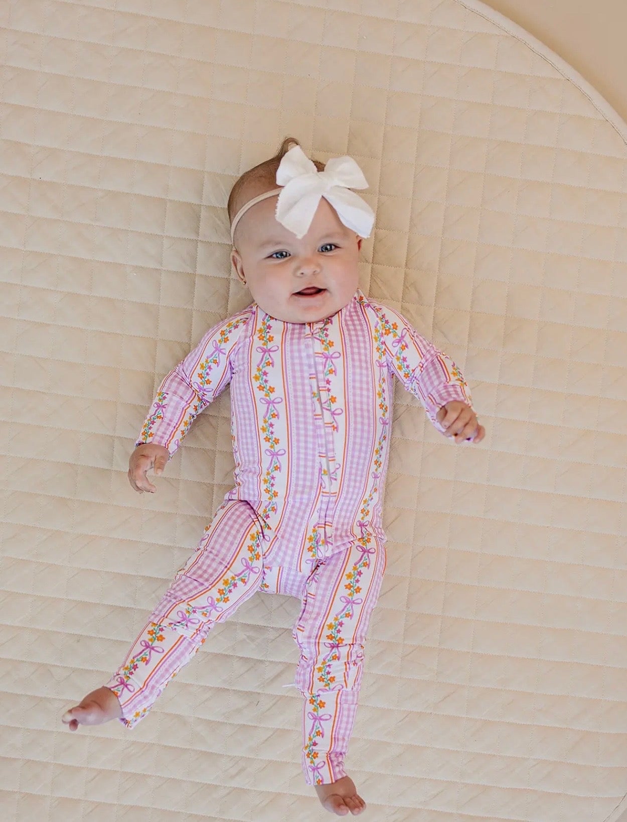 Gingham & Flowers | Bamboo Zip Romper