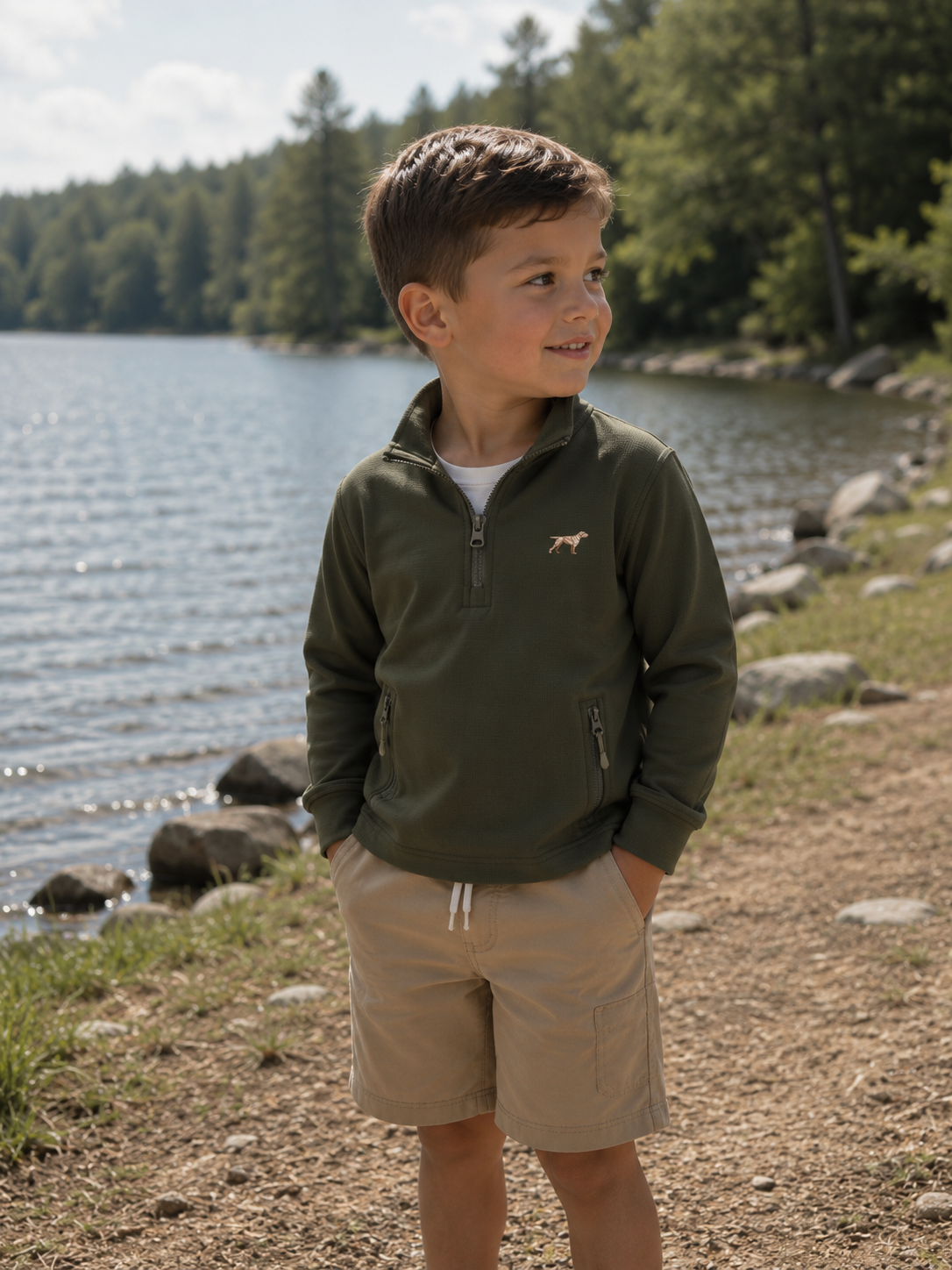 Boys Green Dogwood Pullover