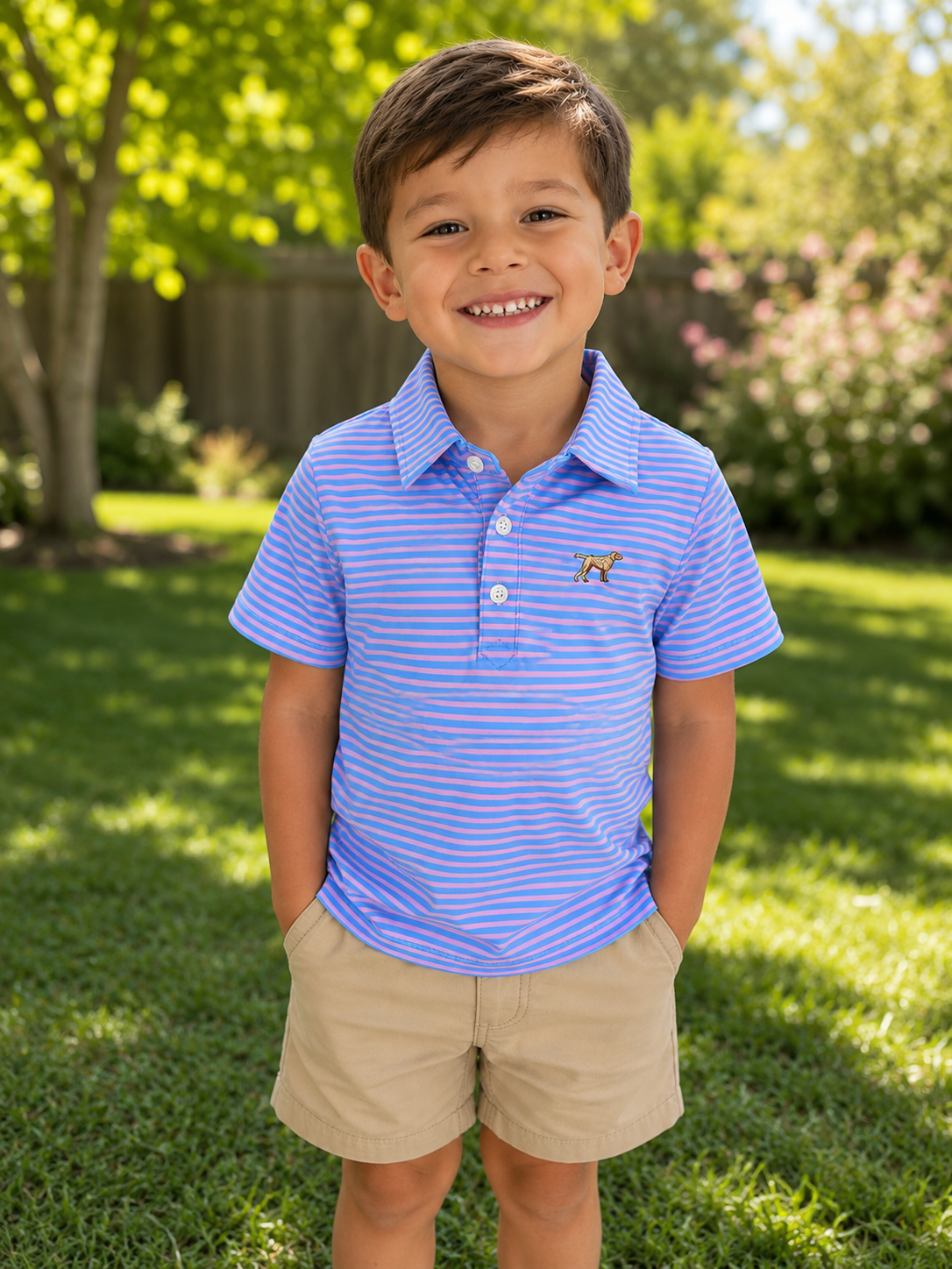 Boys| pink/blue signature polo