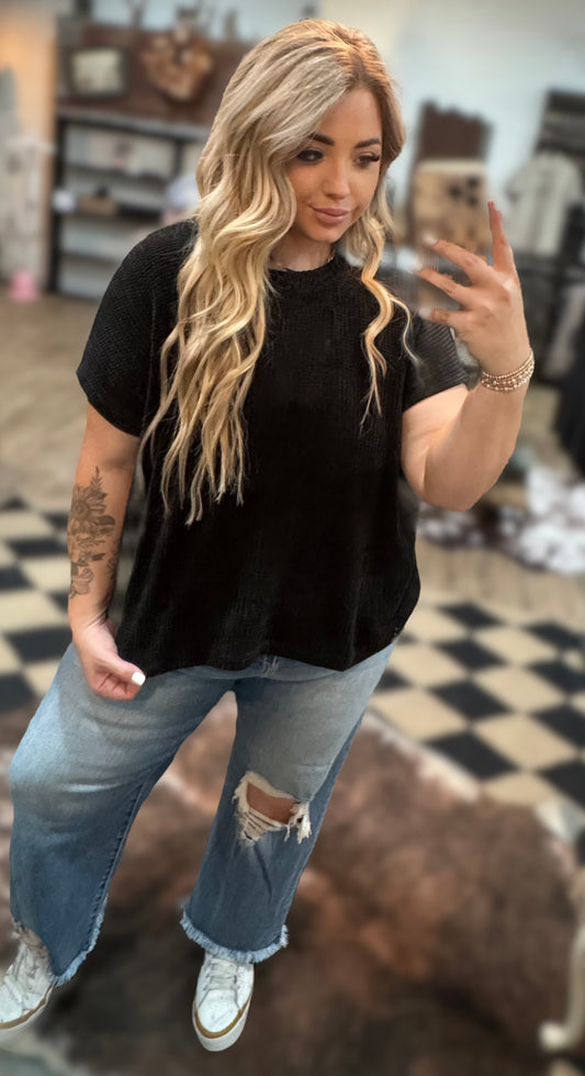 Curvy | Raven Waffle Knit Top