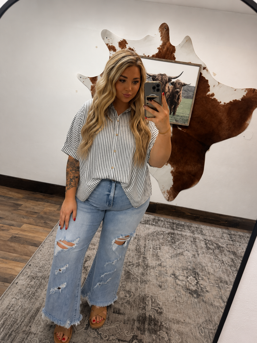 Charcoal Stripe Blouse