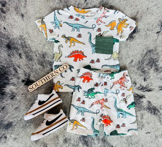 Cartoon Dino Tee Set