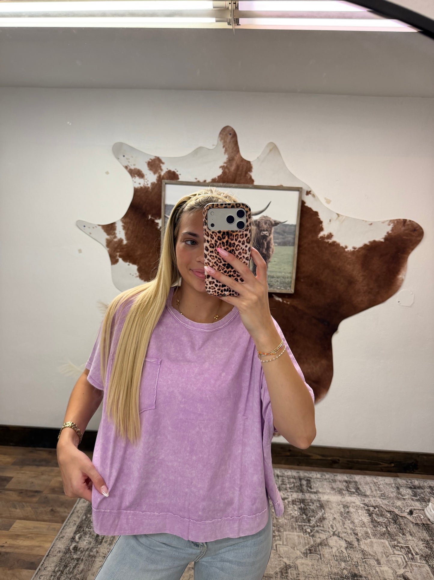 Purple Acid Wash Crop Tee