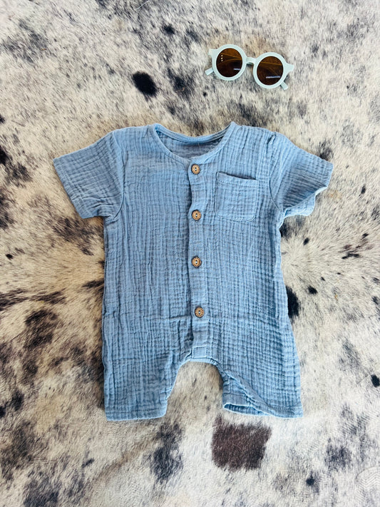 Blue Muslin Romper