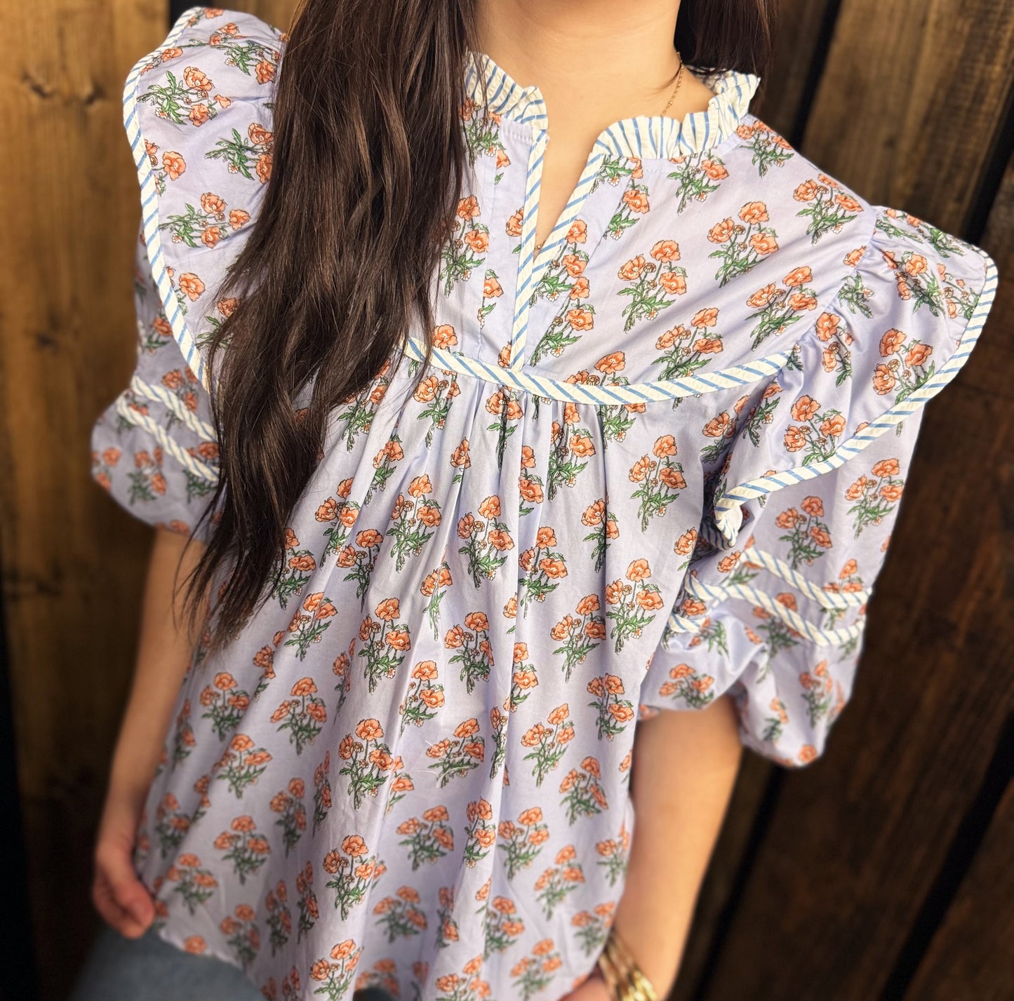 Savannah Sky Ruffle Top