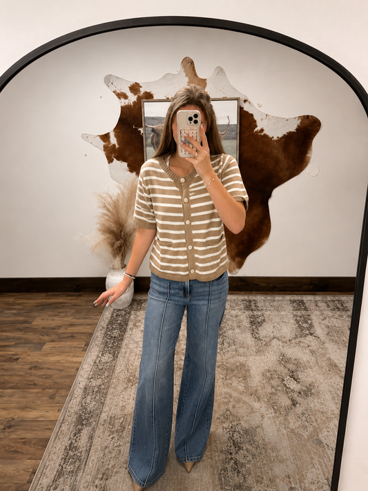 Taupe button sweater