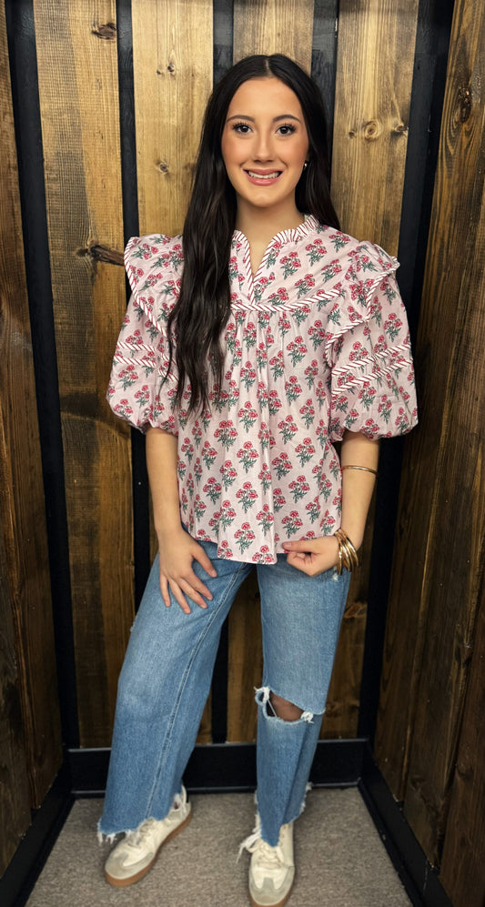 Blush Bloom Ruffle Top