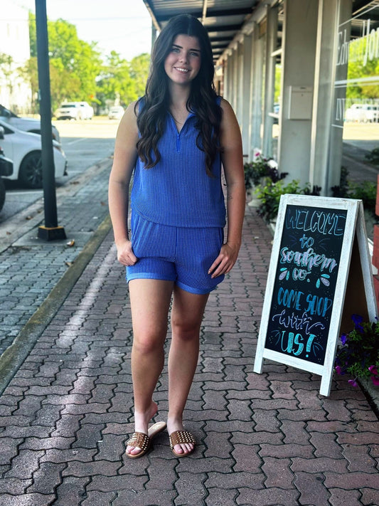Blue Ribbed 2 Piece Tank Set