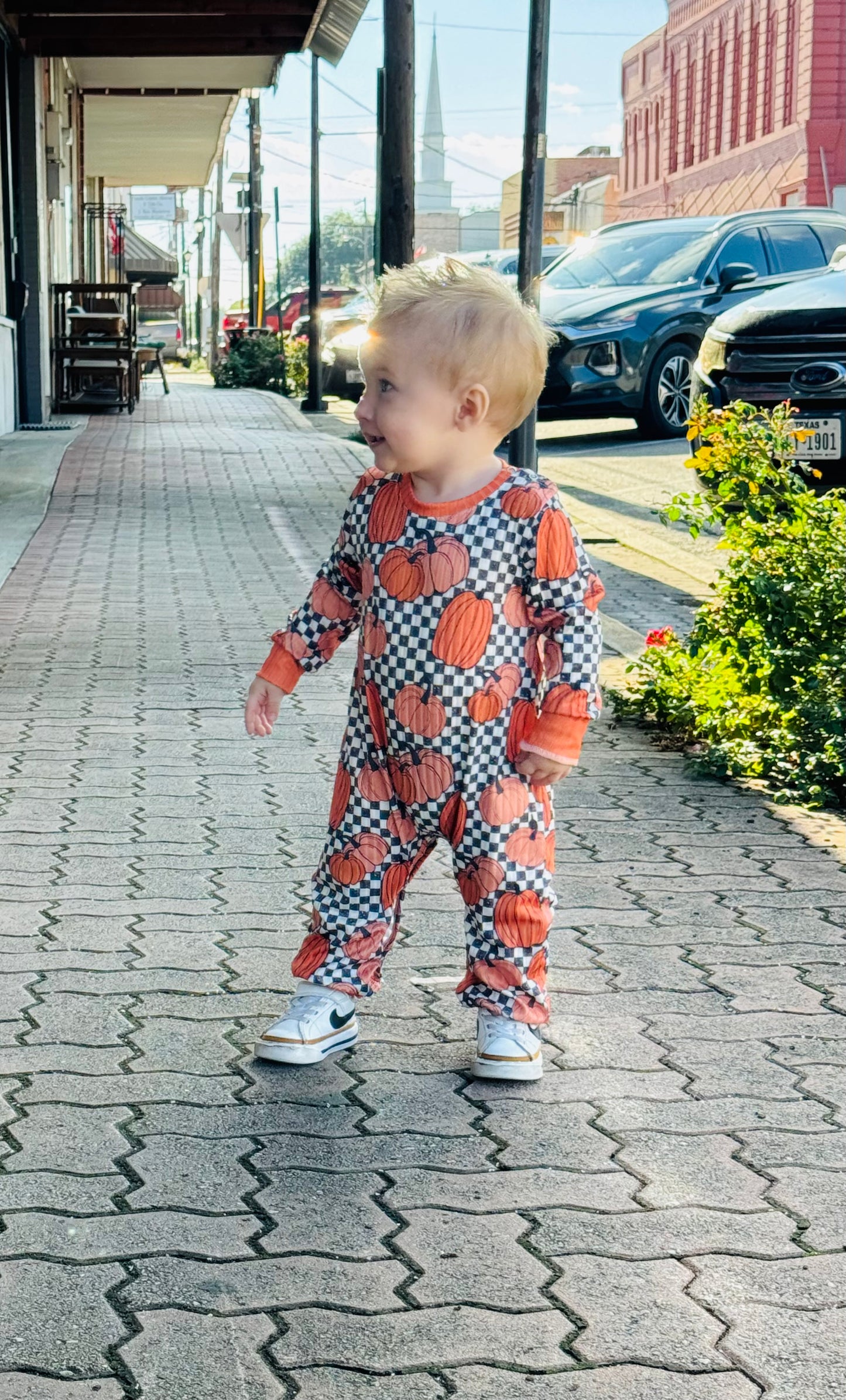 Checkered Pumpkin Jumpsuit