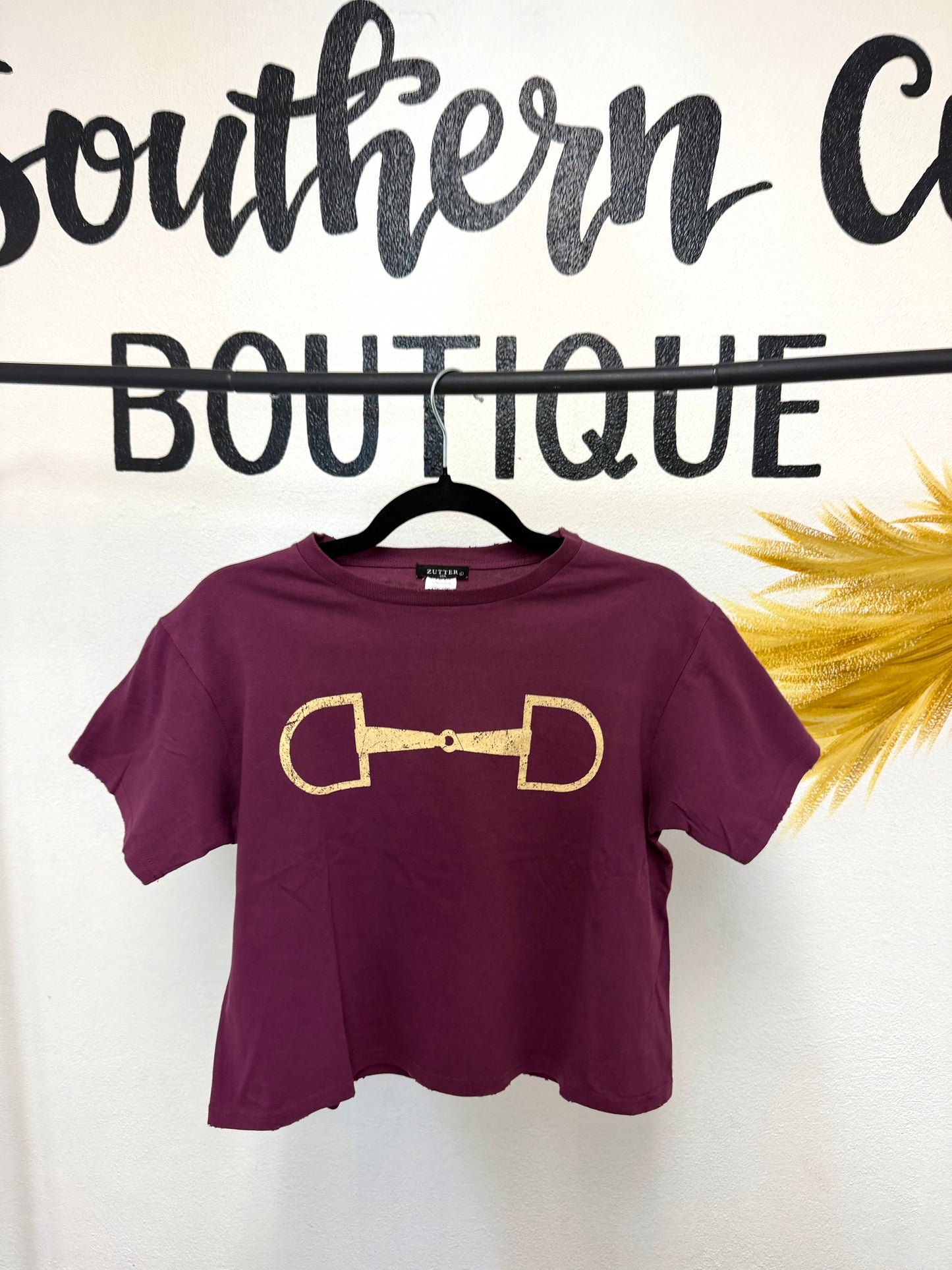 Magenta Buckle Up Crop Tee