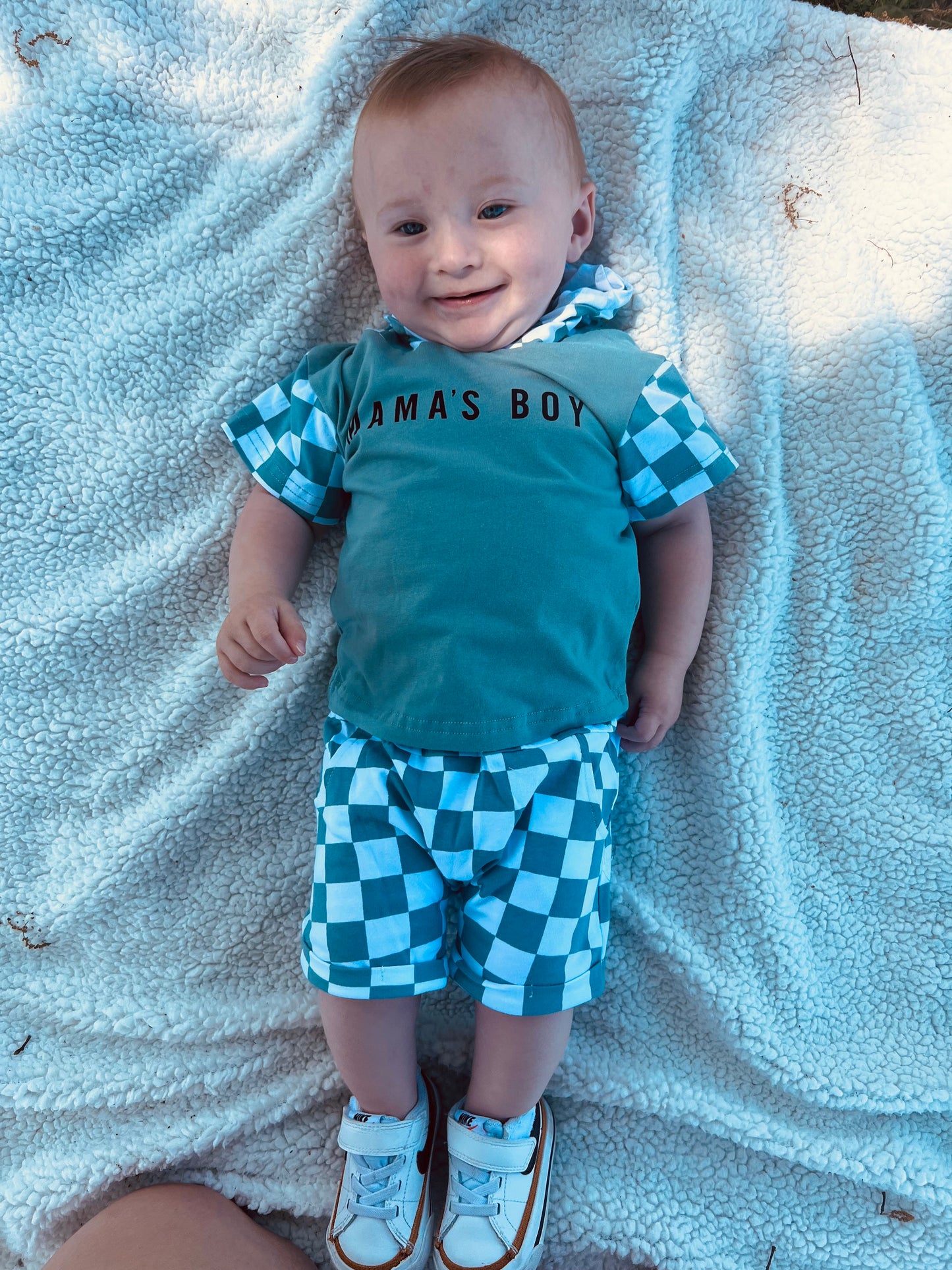 Blue Checkered Mama’s Boy Set