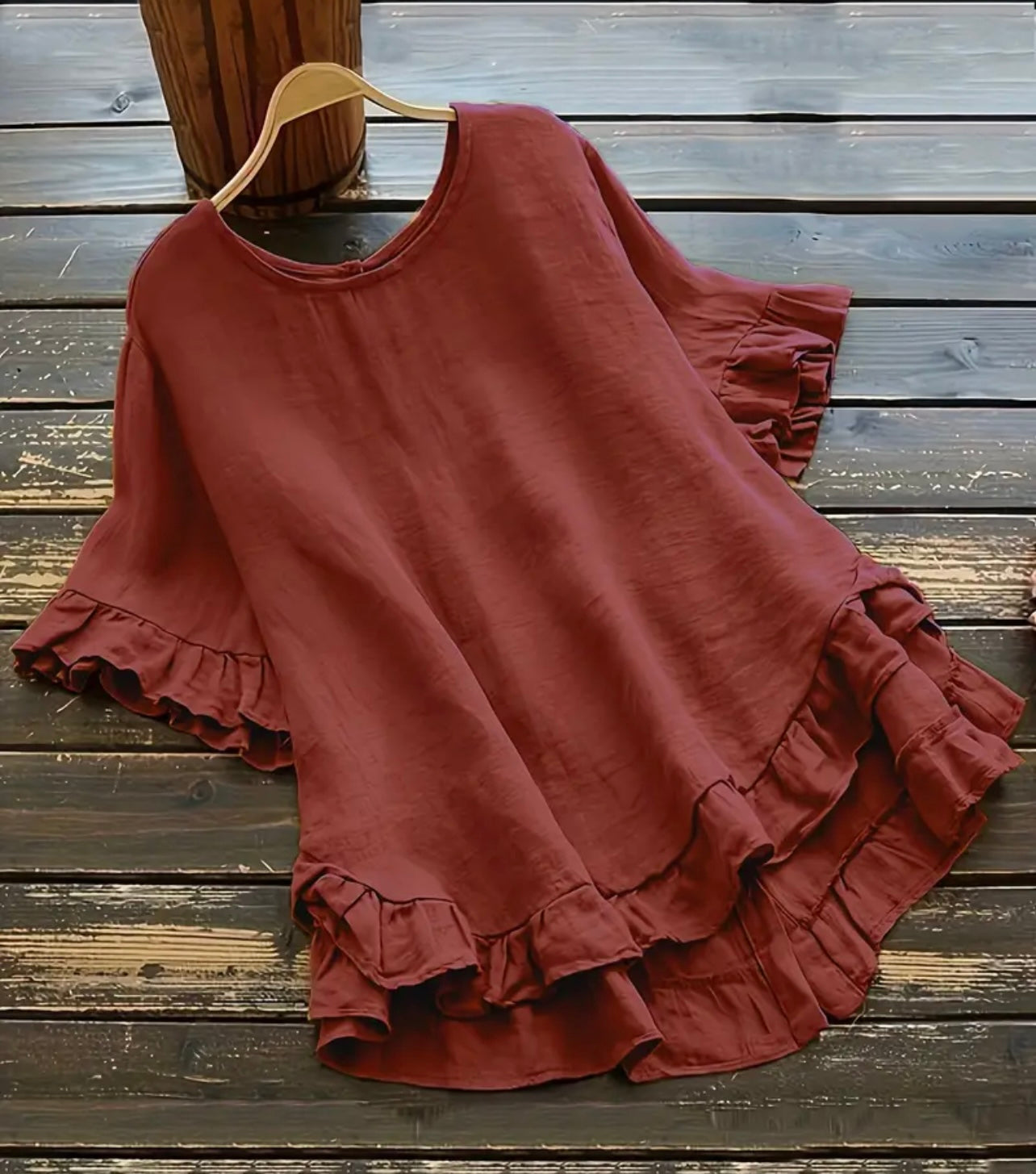 Red Ruffle Blouse