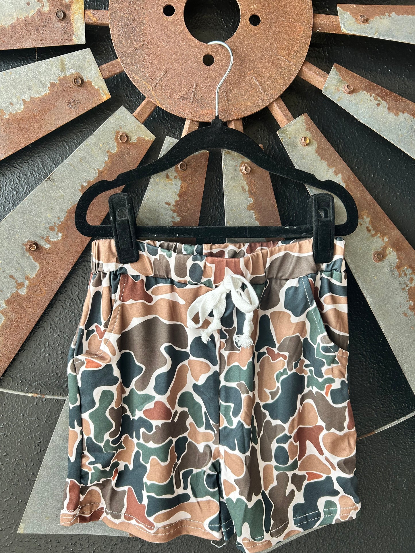 Boys Dark Brown Camo Shorts