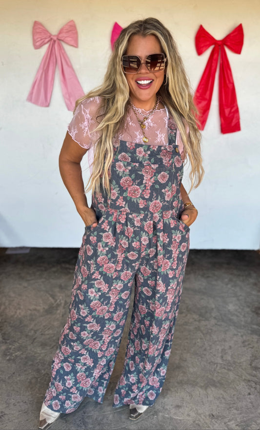 Cassidy Floral Denim Overalls