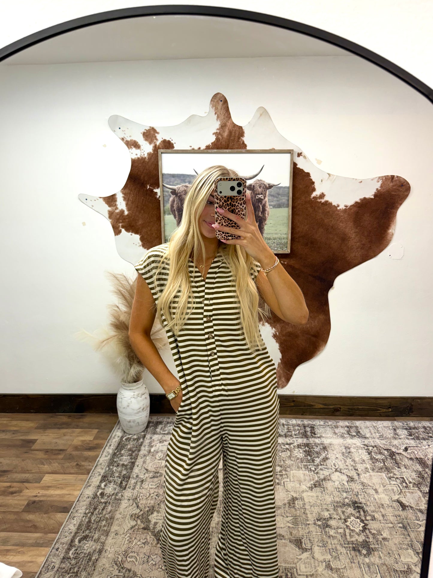 Brown Striped Jumpsuit
