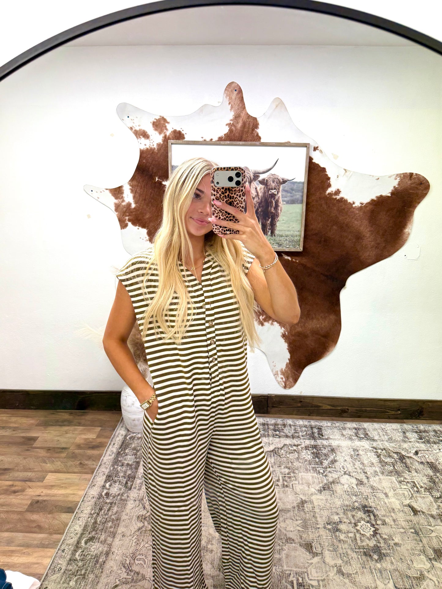Brown Striped Jumpsuit