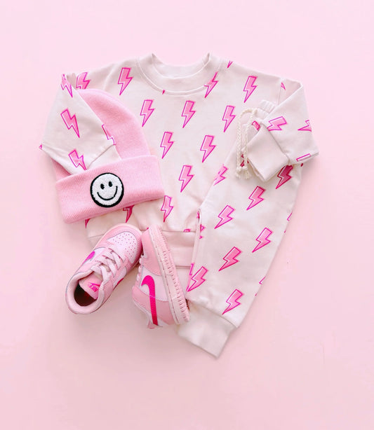 Pink Bolts Jogger Set
