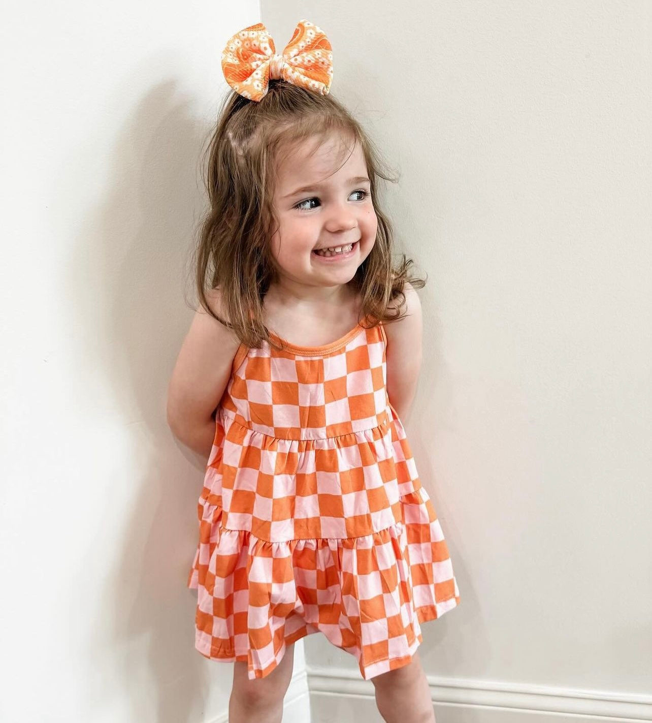 Orange & Pink Checkered Dress