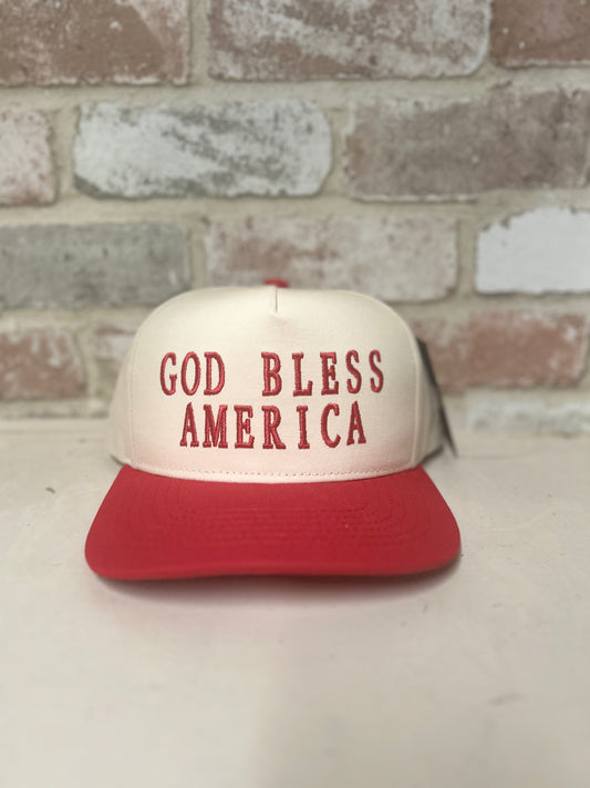 Red God Bless America Hat