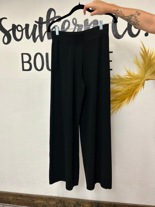 Black Ribbed Lounge Pants
