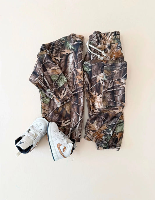 Brown Camo Cargo Jogger set