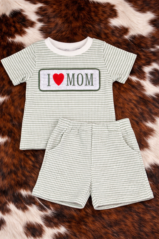I Love Mom short set