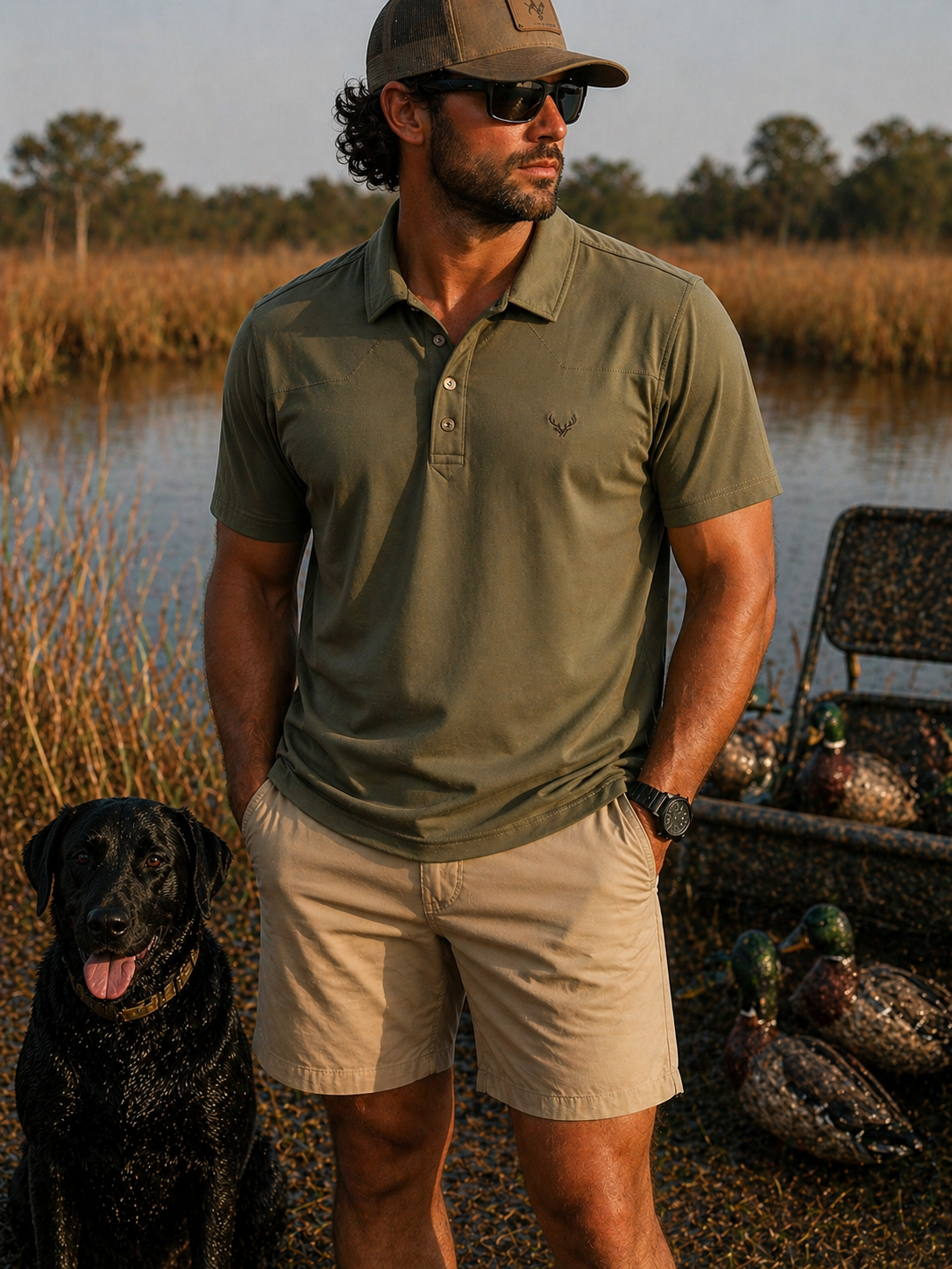 Men’s| WILDGAME green solid polo