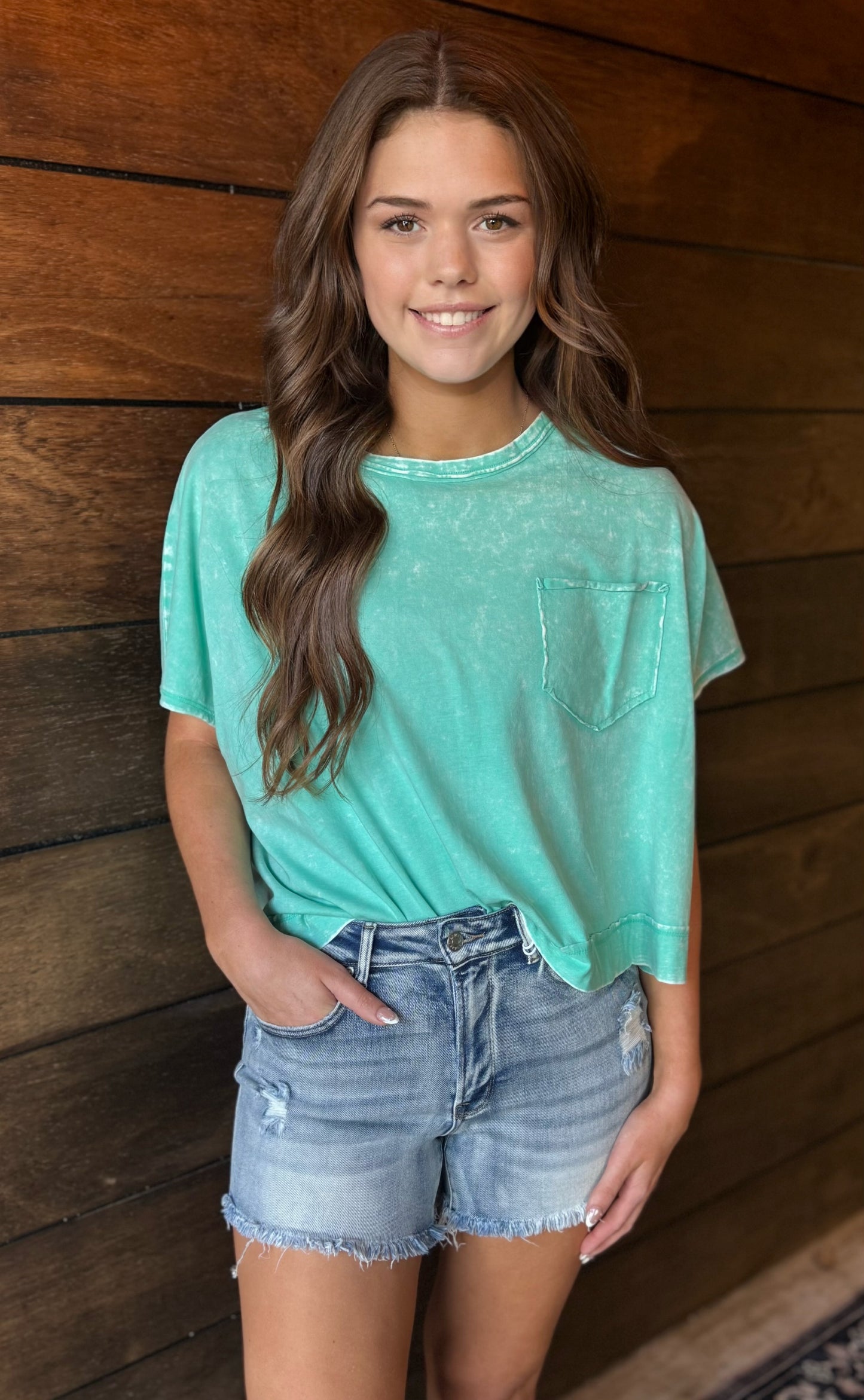 Mint Acid Wash Tee