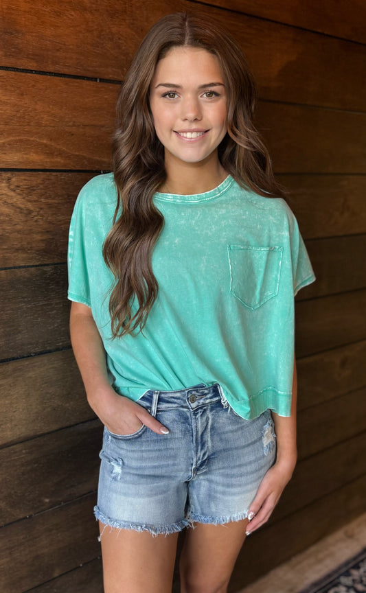 Mint Acid Wash Tee