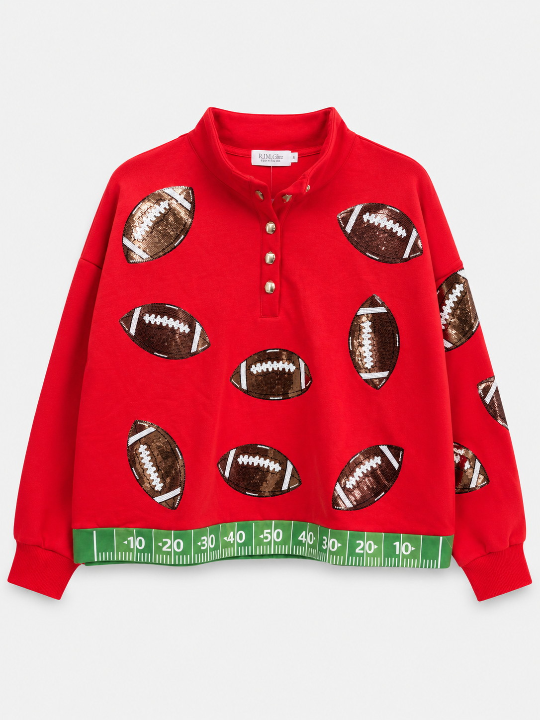 Red Sequins Football Pullover