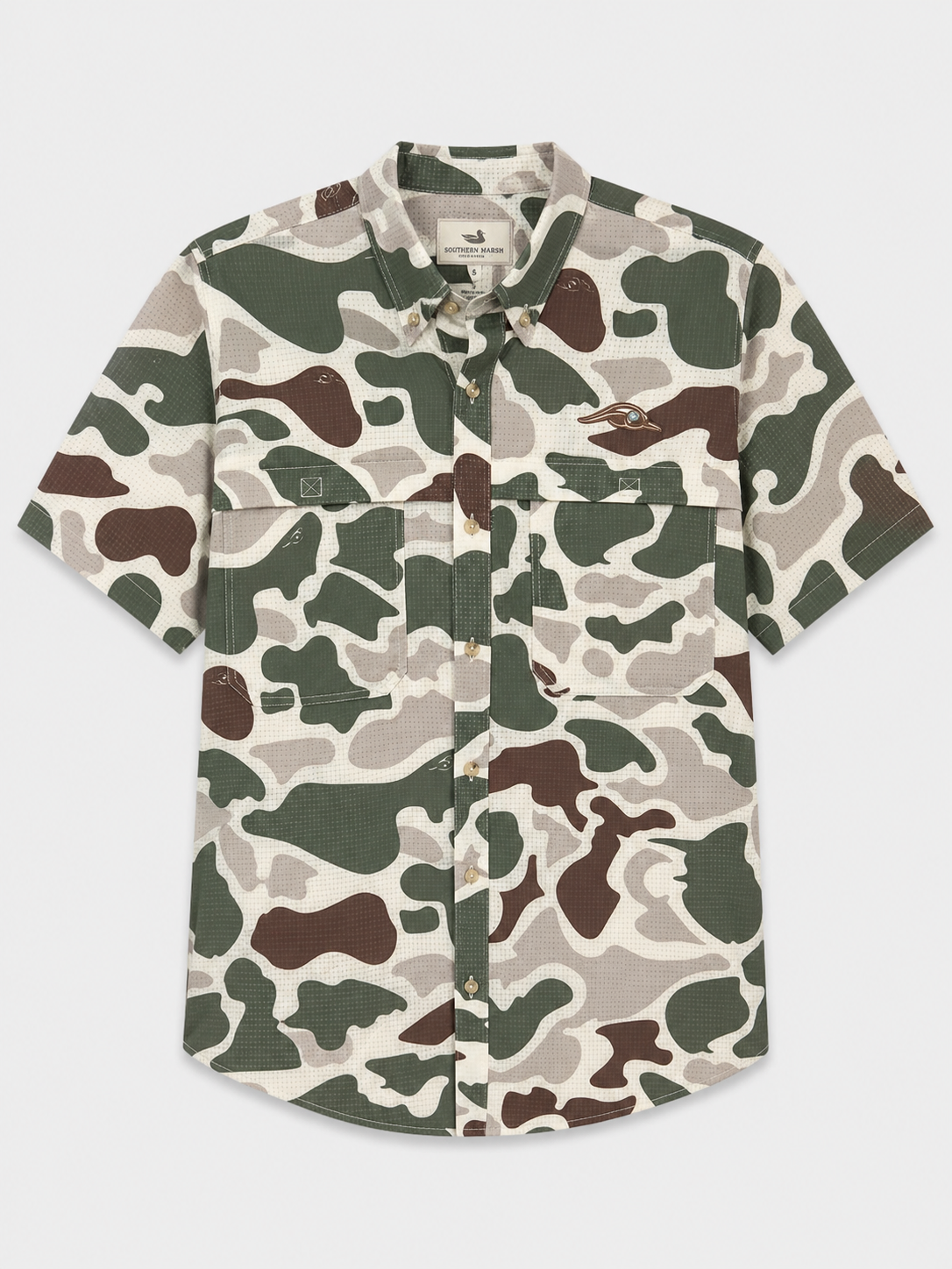 Mens| Waterfowl Green Camo Button Down