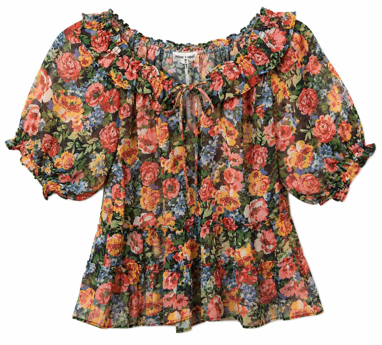 Scarlet Bloom Ruffle Top
