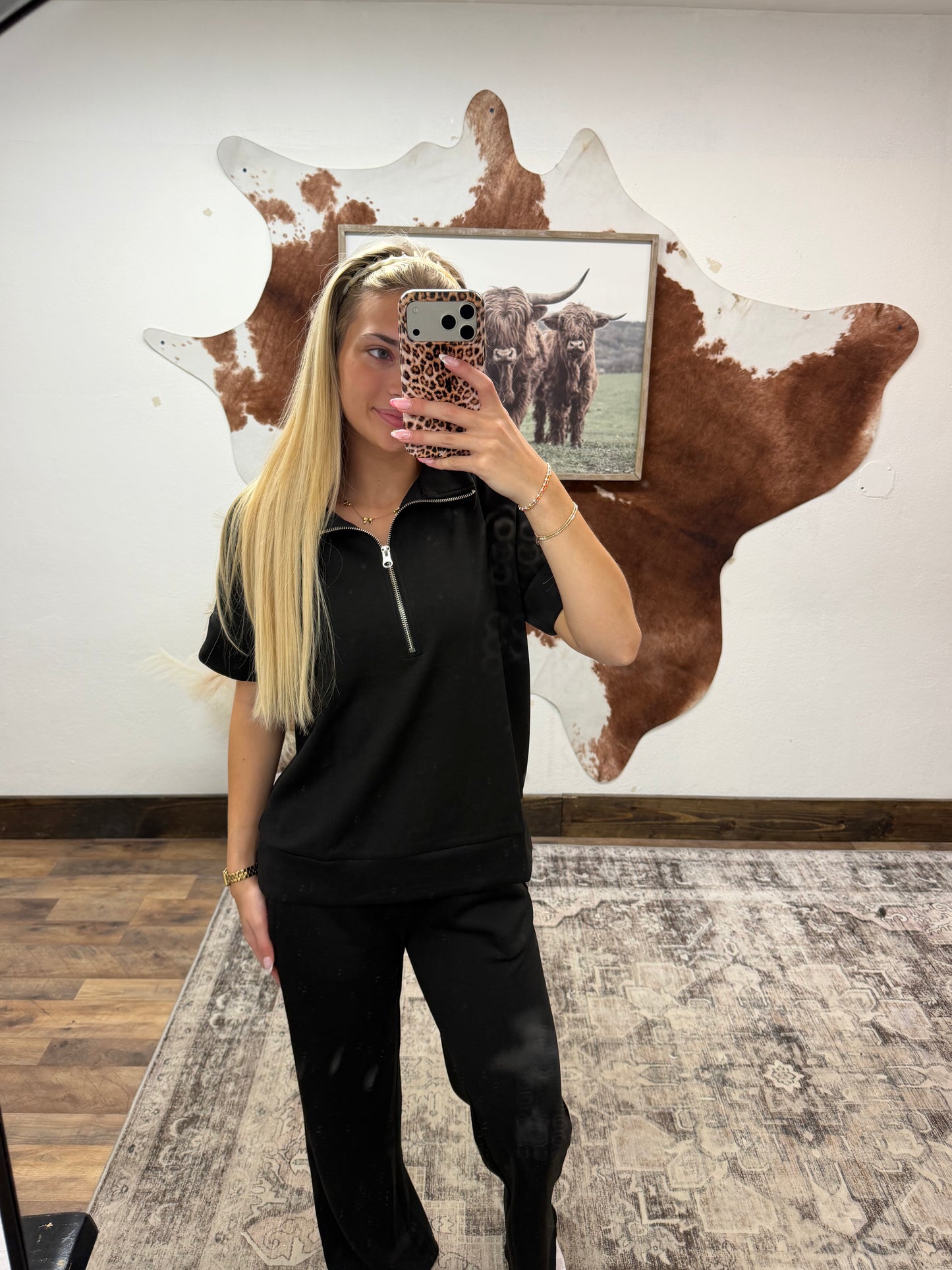 Black 1/4 Zip Sweatset